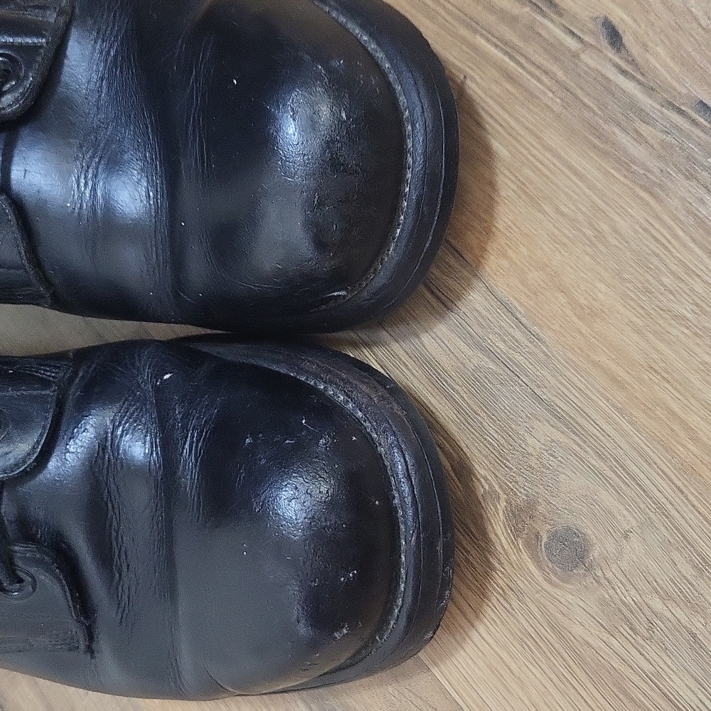 Vintage BF GOODRICH Black Steel Toe Laced Goodyear Heel Combat Boots - 8W - Picture 3 of 16